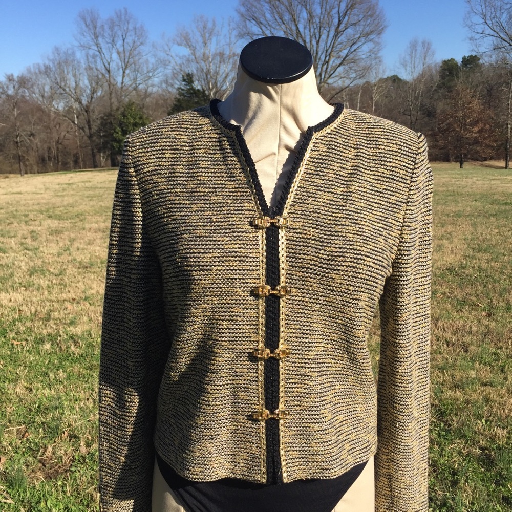 St John Couture Gold Black Metallic Jacket***STUNNING & GLAMOROUS***Sz 2